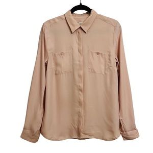 Ann Taylor Loft Pink Boyfriend Button Down Shirt